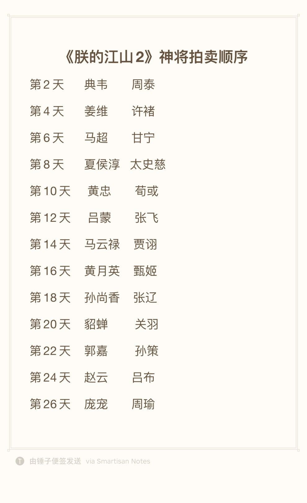 朕的江山2新手怎么选武将-朕的江山2神将拍卖顺序一览