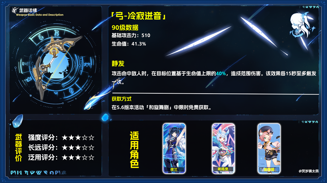 原神新四星弓冷寂迸音评测，一眼看懂机制